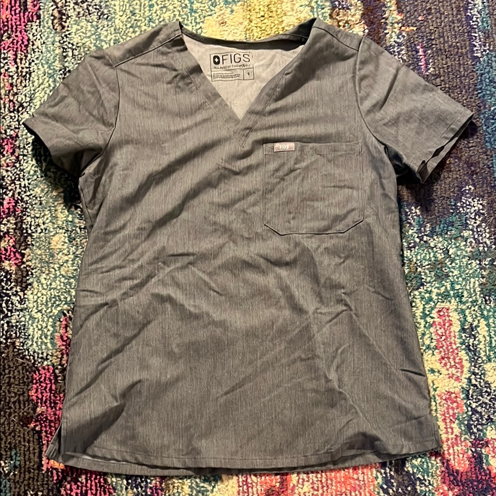 Figs Charcoal V-Neck Scrub Top